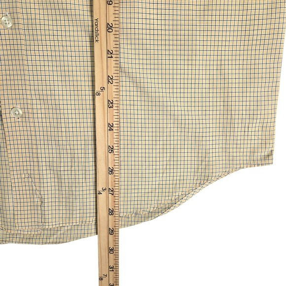 Lacoste Button Down Shirt Mens 42 Large Yellow Check Excellent Long Sleeve - Picture 6 of 7